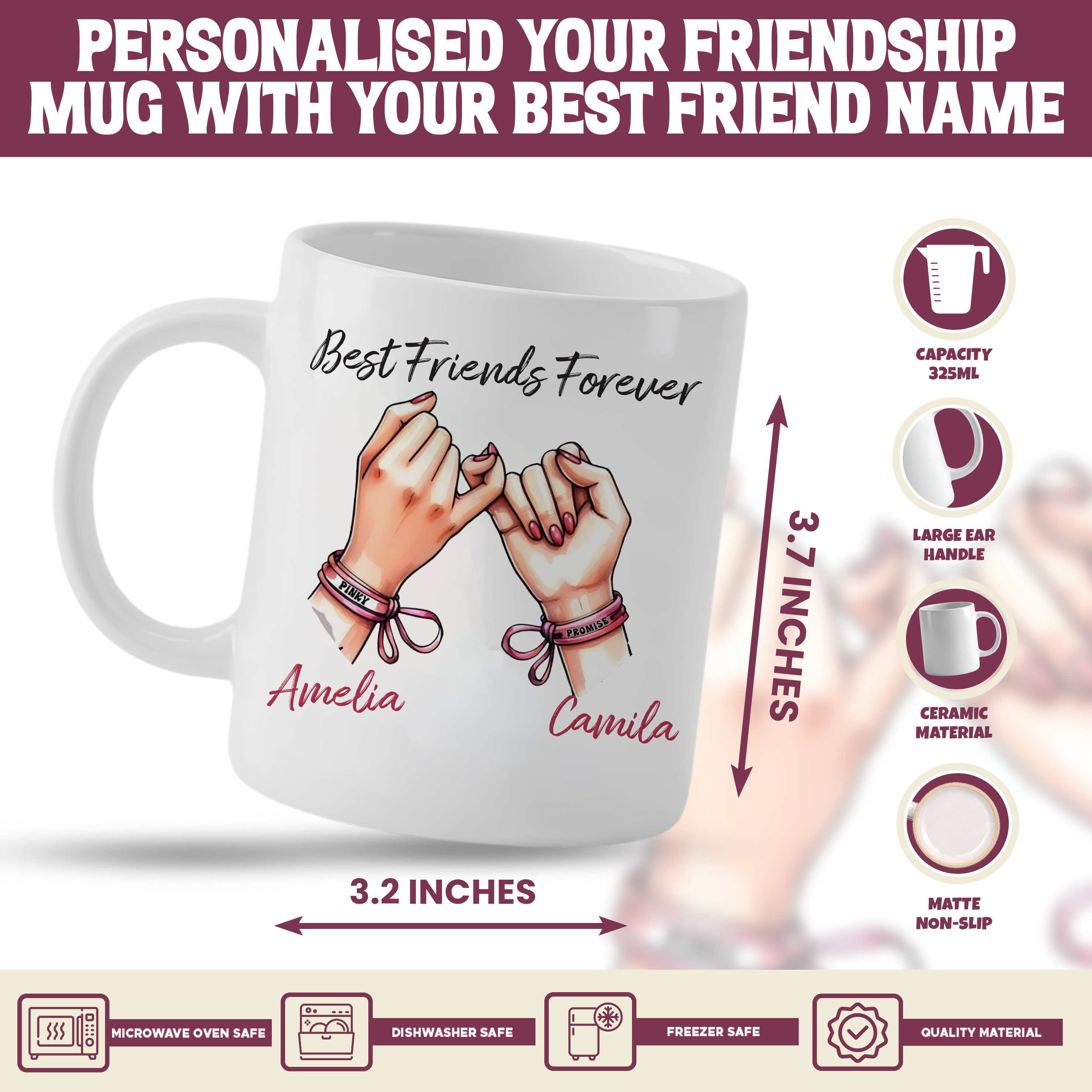 Custom Best Friends Forever Pinky Promise Mug - Unique Gift